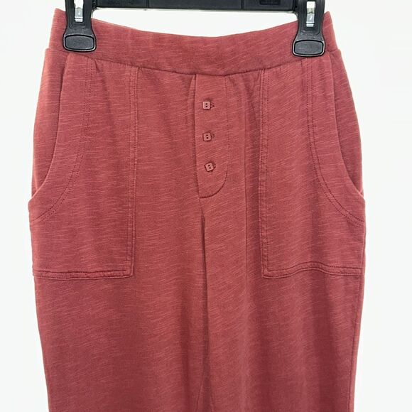 Free People S Babe I'm Yours Slim Fit Knit Cotton Flares Dried Currant Wine - Picture 4 of 13